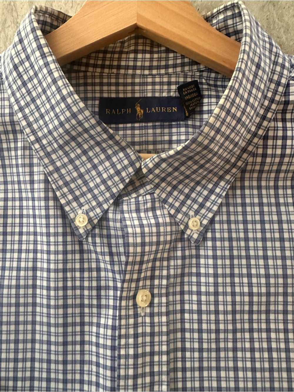 Ralph Lauren White and Blue Checked Button-Down Shirt Size XXL